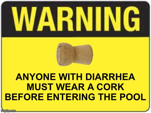 blank warning sign | ANYONE WITH DIARRHEA MUST WEAR A CORK BEFORE ENTERING THE POOL | image tagged in blank warning sign | made w/ Imgflip meme maker