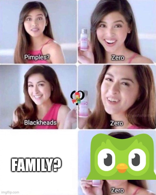 Zero | FAMILY? | image tagged in zero,family,duolingo,idk | made w/ Imgflip meme maker