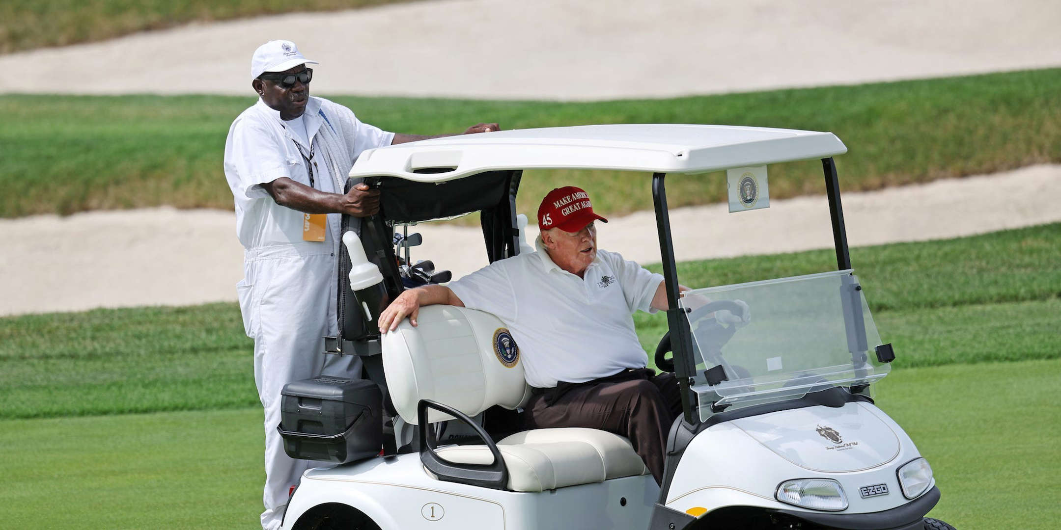 Fatass Trump on a golf cart Blank Meme Template