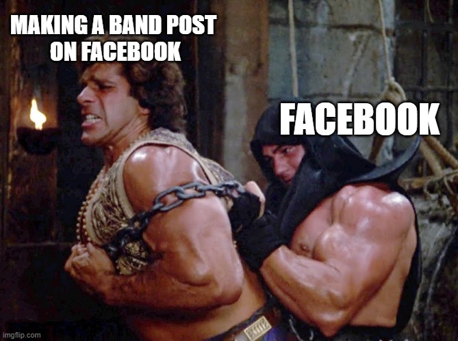 MAKING A BAND POST 
ON FACEBOOK; FACEBOOK | image tagged in memes,bands,music,facebook,heavy metal,hulk | made w/ Imgflip meme maker