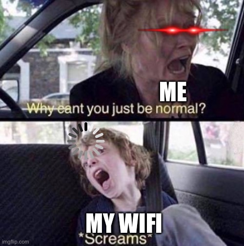 My Wi-Fi is so laggy | ME; MY WIFI | image tagged in why can't you just be normal | made w/ Imgflip meme maker