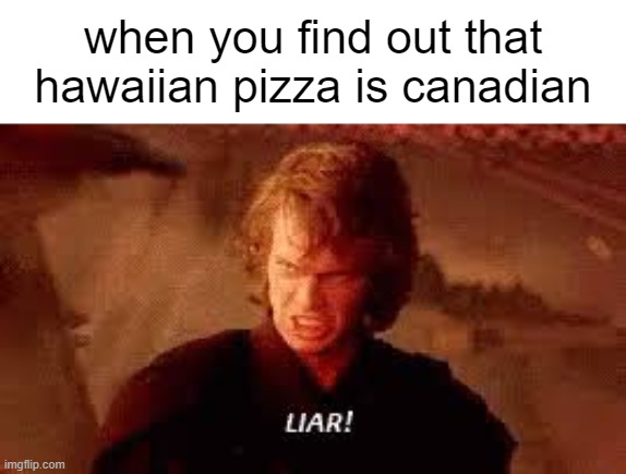 Anakin Liar | when you find out that hawaiian pizza is canadian | image tagged in anakin liar,memes | made w/ Imgflip meme maker