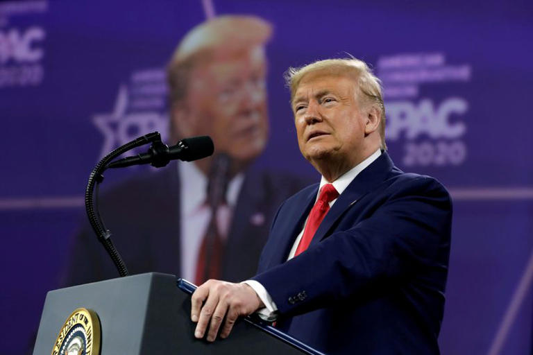 Donald Trump attempts to speak at CPAC 2020 Blank Meme Template