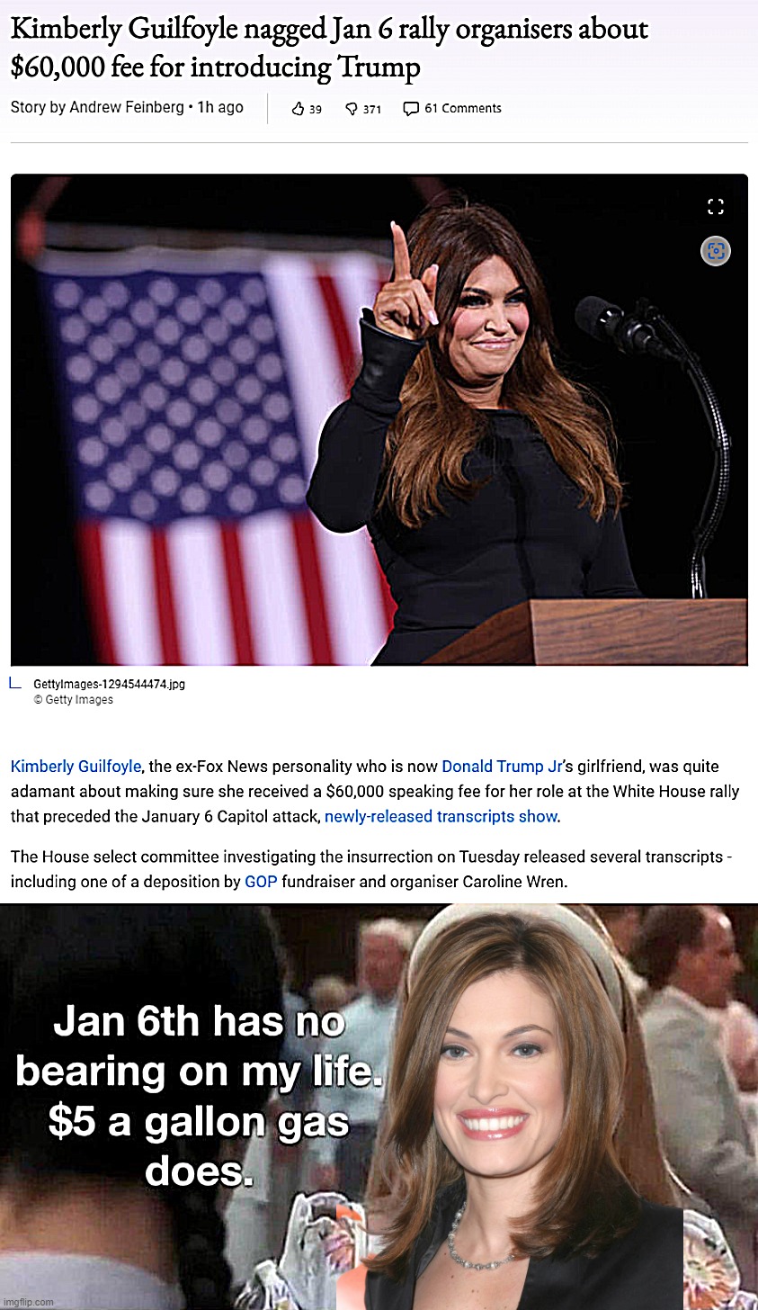 $60,000 to introduce one traitor to another mob of traitors is nice work if you can get it! Hey, everyone's gotta eat! | image tagged in kimberly guilfoyle jan 6 speech nag,jan 6th has no bearing on my life | made w/ Imgflip meme maker