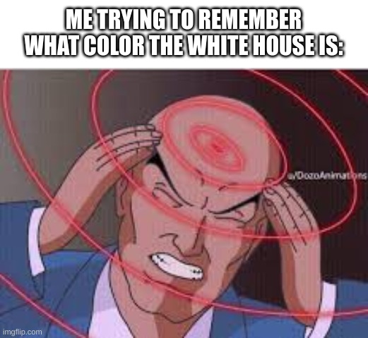 Me trying to remember | ME TRYING TO REMEMBER WHAT COLOR THE WHITE HOUSE IS: | image tagged in me trying to remember | made w/ Imgflip meme maker