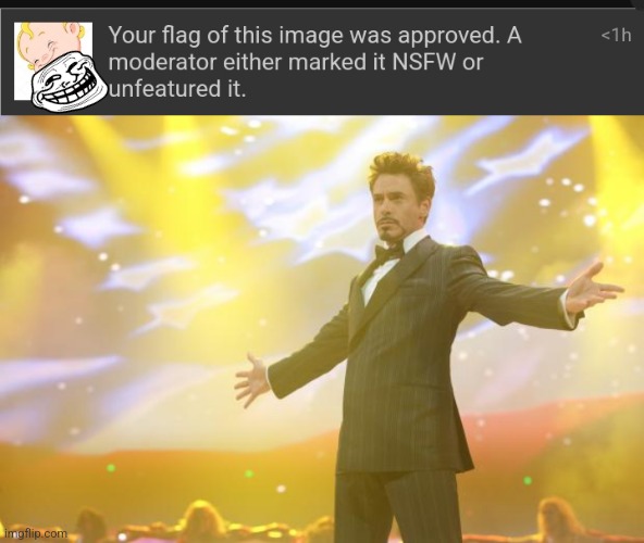 Don't post naked children even if it's a cartoon. | image tagged in tony stark success | made w/ Imgflip meme maker