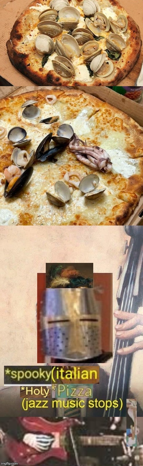 Cursed pizzas | image tagged in spooky italian holy pizza jazz music stops,oysters,shells,pizza,cursed image,memes | made w/ Imgflip meme maker