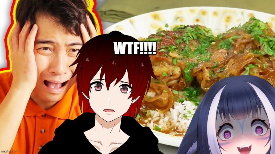 Shylily, Uncle Roger, and Fred reacts to Geoffrey Zakarian's Filipino Adobo (DFAQ GEOFFREY) | WTF!!!! | image tagged in reaction | made w/ Imgflip meme maker