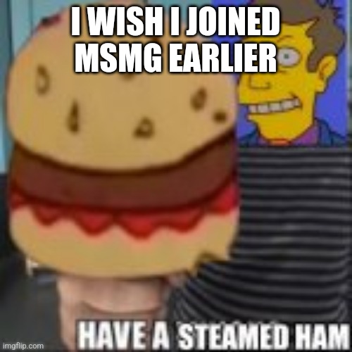 Have a steamed ham | I WISH I JOINED  MSMG EARLIER | image tagged in have a steamed ham | made w/ Imgflip meme maker