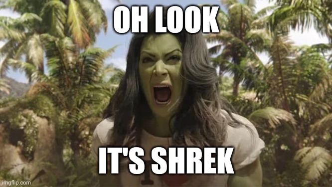 Lol | OH LOOK; IT'S SHREK | image tagged in she hulk | made w/ Imgflip meme maker