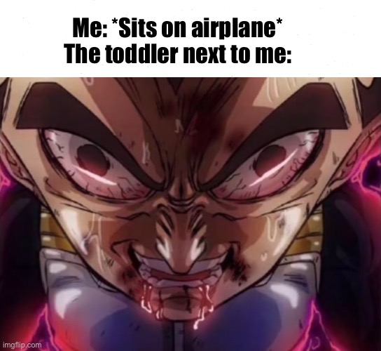 This is why I never get on airplanes .-. | Me: *Sits on airplane*
The toddler next to me: | image tagged in vegeta,airplane | made w/ Imgflip meme maker