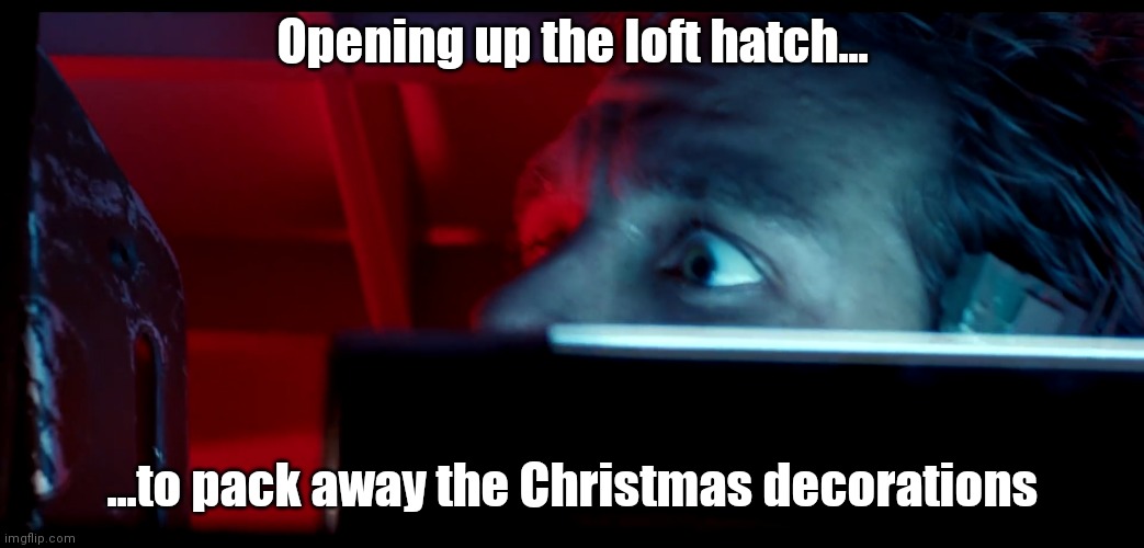 Aliens Loft hatch | Opening up the loft hatch... ...to pack away the Christmas decorations | image tagged in christmas memes | made w/ Imgflip meme maker