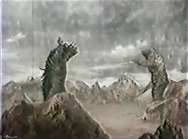 no way toho monster (right) vs tsuburaya productions monster (left) | made w/ Imgflip meme maker