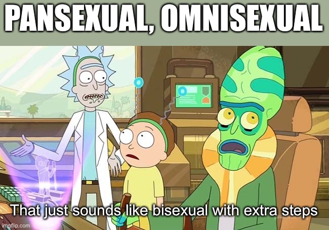 " ?" That just sounds like " " with extra steps! | PANSEXUAL, OMNISEXUAL; That just sounds like bisexual with extra steps | image tagged in that just sounds like with extra steps | made w/ Imgflip meme maker