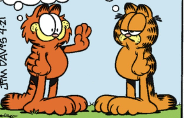 impostor | image tagged in garfield and his doppelganger grafield | made w/ Imgflip meme maker