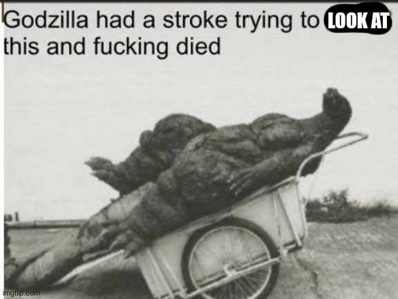 Godzilla | LOOK AT | image tagged in godzilla | made w/ Imgflip meme maker