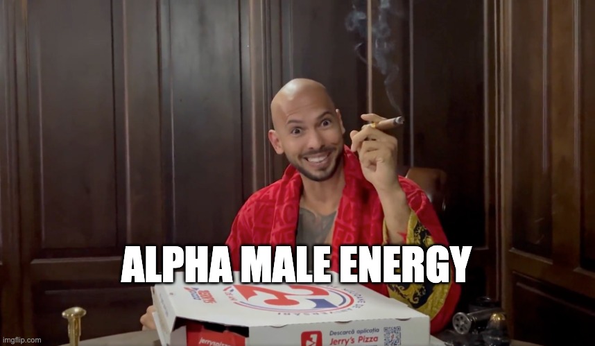 Andrew Tate Burned | ALPHA MALE ENERGY | image tagged in andrew tate burned | made w/ Imgflip meme maker