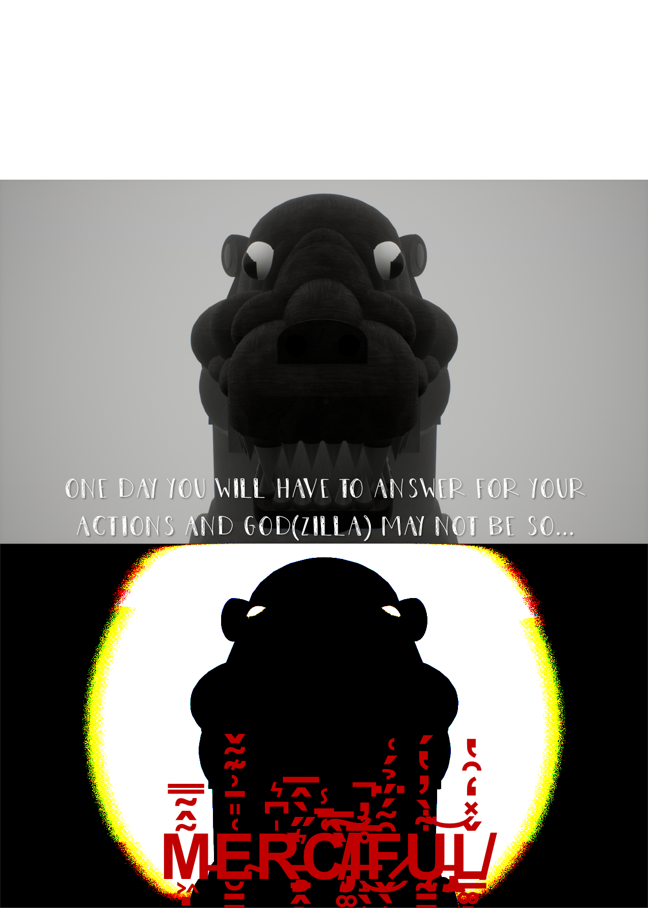 High Quality Gojira Judges Somebody for their sins... Blank Meme Template