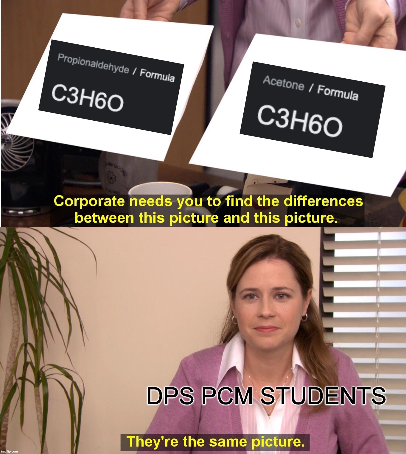 Ketones and aldehydes | DPS PCM STUDENTS | image tagged in memes,they're the same picture | made w/ Imgflip meme maker
