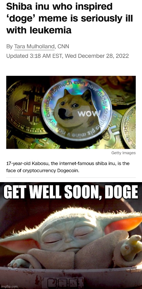 GET WELL SOON, DOGE | image tagged in baby yoda force heal,get well soon,doge,shiba inu,sad | made w/ Imgflip meme maker