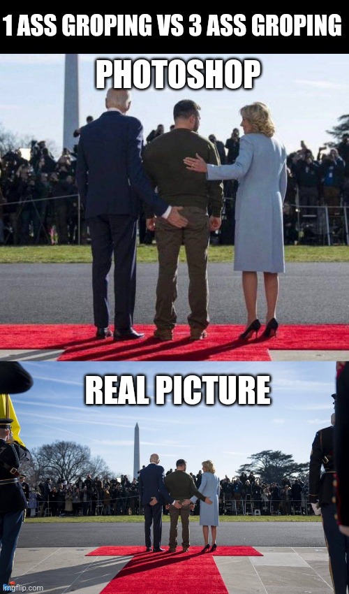 1 ASS GROPING VS 3 ASS GROPING; PHOTOSHOP; REAL PICTURE | image tagged in funny memes | made w/ Imgflip meme maker