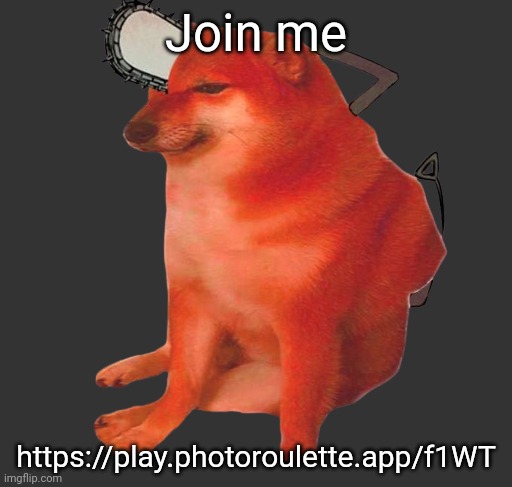 Pochita cheems | Join me; https://play.photoroulette.app/f1WT | image tagged in pochita cheems | made w/ Imgflip meme maker