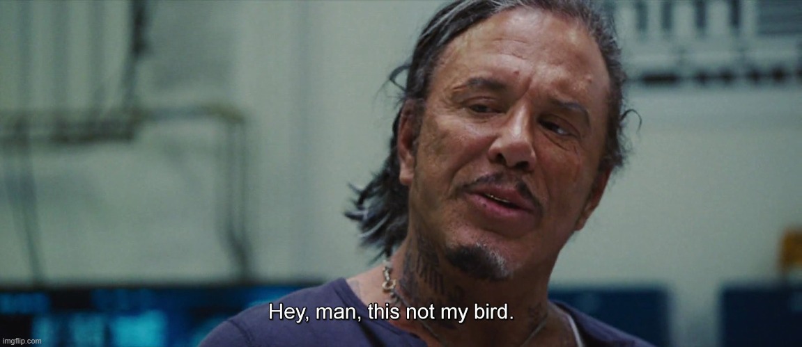 Iron Man 2 Ivan Vanko This is not my bird | image tagged in iron man 2 ivan vanko this is not my bird | made w/ Imgflip meme maker