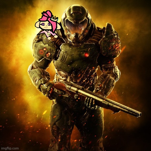 Imma attempt to restart the shoulder clinging thing trend again | image tagged in doom guy | made w/ Imgflip meme maker