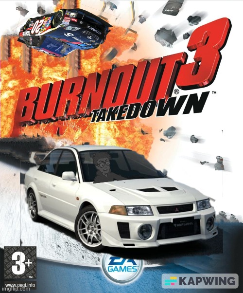 Fixed the cover art of Burnout 3 cause why not | image tagged in burnout,electronic arts,2000s,games,video games,racing | made w/ Imgflip meme maker