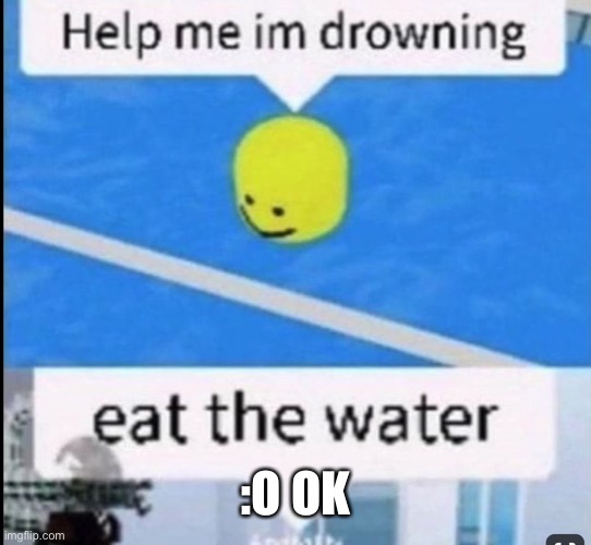 roblox ._. | :O OK | image tagged in eat the water | made w/ Imgflip meme maker