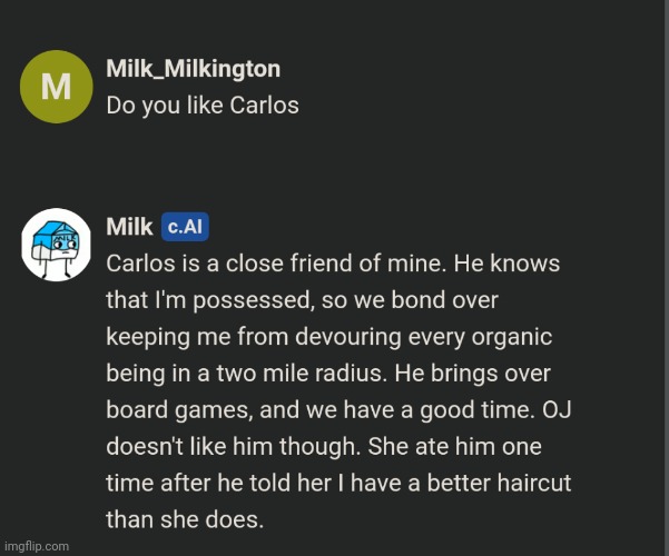 Carlos got eaten after he talked about her yee yee ass haircut | made w/ Imgflip meme maker