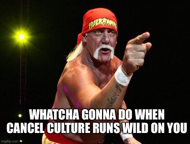 Hulk Hogan | WHATCHA GONNA DO WHEN CANCEL CULTURE RUNS WILD ON YOU | image tagged in hulk hogan | made w/ Imgflip meme maker