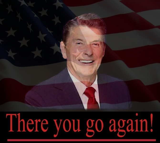 High Quality American flag Ronald Reagan there you go again Blank Meme Template