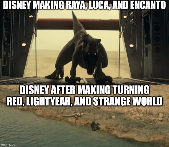2022 ruined Disney | DISNEY MAKING RAYA, LUCA, AND ENCANTO; DISNEY AFTER MAKING TURNING RED, LIGHTYEAR, AND STRANGE WORLD | image tagged in ghost before and after,disney | made w/ Imgflip meme maker