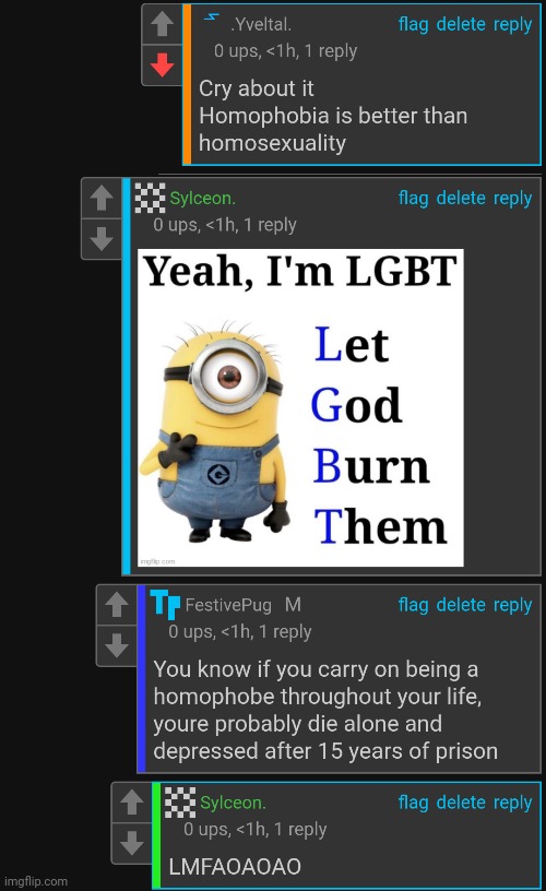 Should i give them a comment ban? (I'm tired of these little a**holes being homophobic) | made w/ Imgflip meme maker