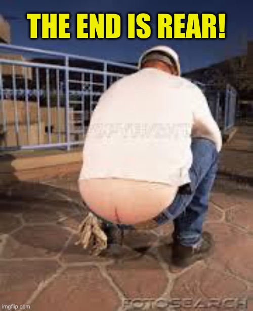 Plumber Butt | THE END IS REAR! | image tagged in plumber butt | made w/ Imgflip meme maker
