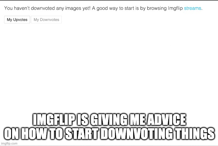 no name | IMGFLIP IS GIVING ME ADVICE ON HOW TO START DOWNVOTING THINGS | image tagged in imgflip | made w/ Imgflip meme maker