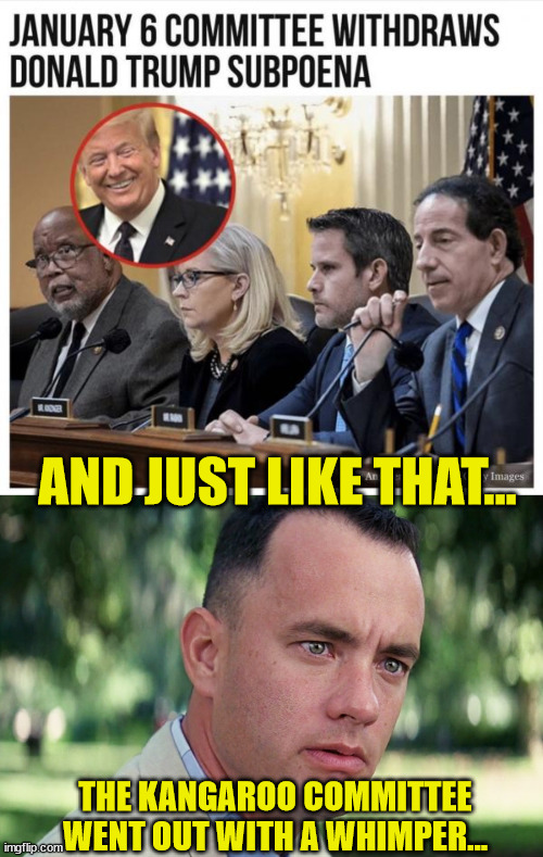 DemocRATS fail again... | AND JUST LIKE THAT... THE KANGAROO COMMITTEE WENT OUT WITH A WHIMPER... | image tagged in memes,and just like that | made w/ Imgflip meme maker