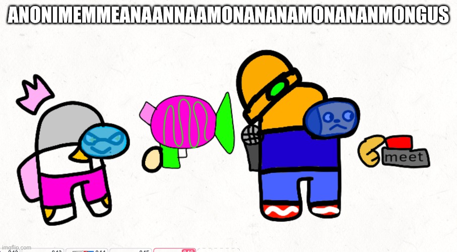 Amogoos | ANONIMEMMEANAANNAAMONANANAMONANANMONGUS | image tagged in parappa,splatoon 2,among us,amogus | made w/ Imgflip meme maker