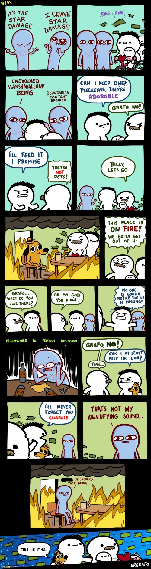 Epic Crossover Comic Part #2 | image tagged in srgrafo,aliens,this is fine | made w/ Imgflip meme maker