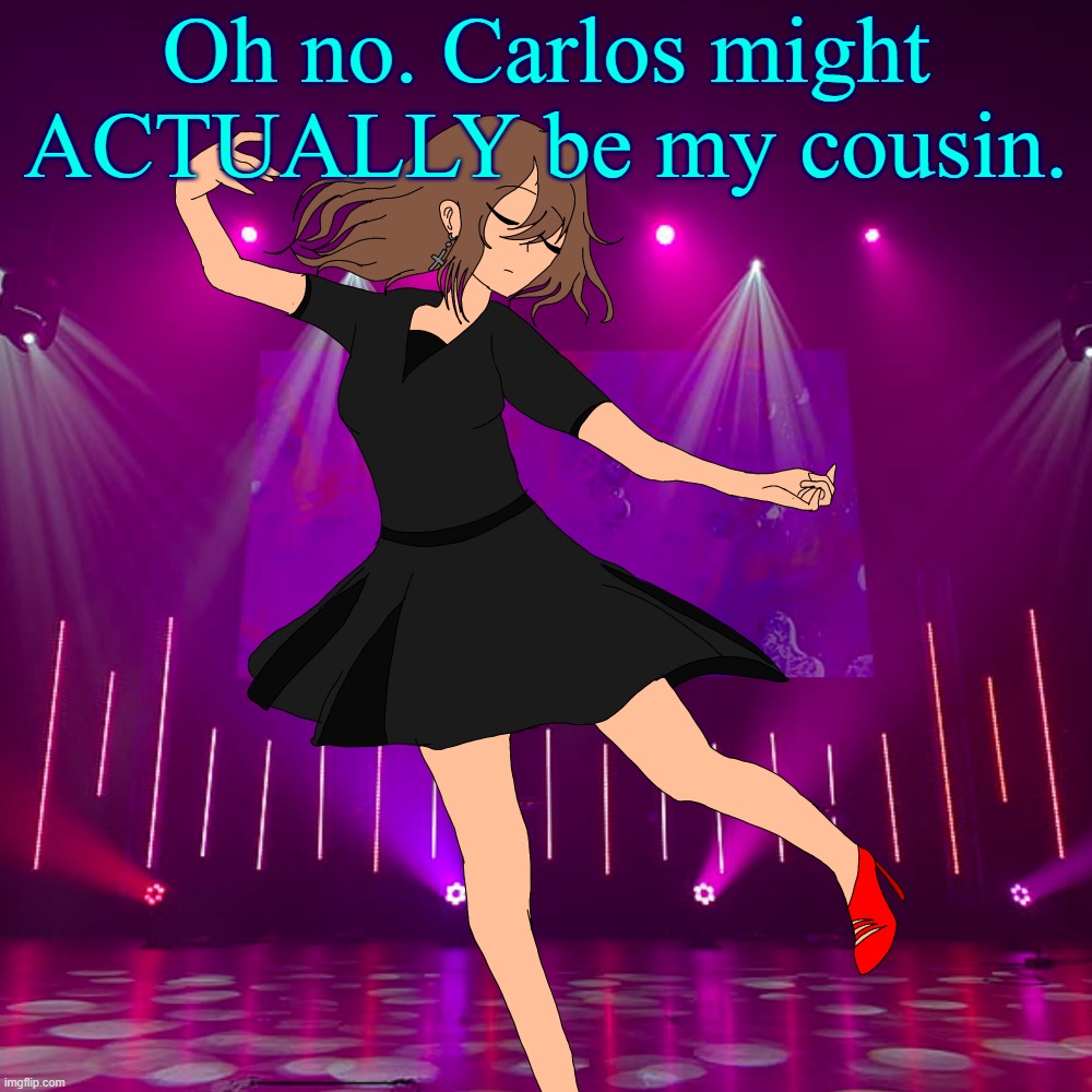 Irene (Isaac genderbend) | Oh no. Carlos might ACTUALLY be my cousin. | image tagged in irene isaac genderbend | made w/ Imgflip meme maker