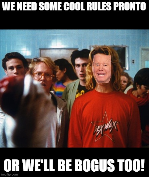 Fast times Spicoli | WE NEED SOME COOL RULES PRONTO OR WE'LL BE BOGUS TOO! | image tagged in fast times spicoli | made w/ Imgflip meme maker