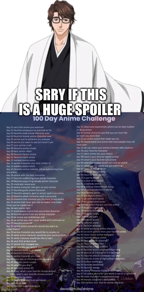 Day 24 | SRRY IF THIS IS A HUGE SPOILER | image tagged in 100 day anime challenge | made w/ Imgflip meme maker