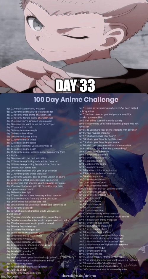 day 33 | DAY 33 | image tagged in 100 day anime challenge,danganronpa,anime | made w/ Imgflip meme maker