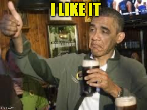 Go Home Obama, You're Drunk | I LIKE IT | image tagged in go home obama you're drunk | made w/ Imgflip meme maker