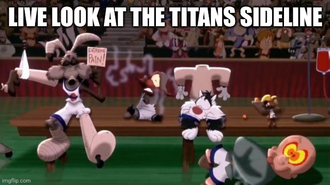 The Only Thing They Do Well | LIVE LOOK AT THE TITANS SIDELINE | image tagged in injured bench | made w/ Imgflip meme maker