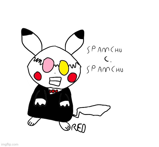 Drew this for my sister. Spamton + pikachu | image tagged in spamton,deltarune,pokemon,pikachu,fanart,pokemon fusion | made w/ Imgflip meme maker