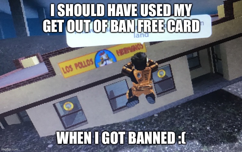 The forbidden land | I SHOULD HAVE USED MY GET OUT OF BAN FREE CARD; WHEN I GOT BANNED :( | image tagged in the forbidden land | made w/ Imgflip meme maker