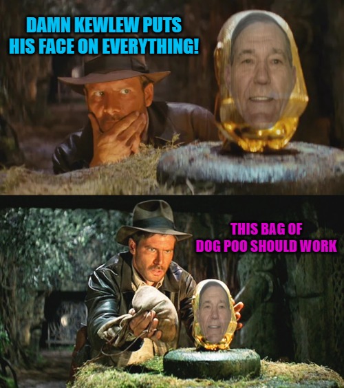 DAMN KEWLEW PUTS HIS FACE ON EVERYTHING! THIS BAG OF DOG POO SHOULD WORK | made w/ Imgflip meme maker