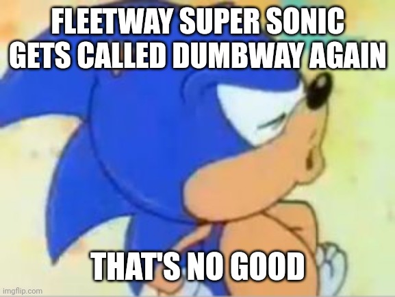 sonic that's no good | FLEETWAY SUPER SONIC GETS CALLED DUMBWAY AGAIN; THAT'S NO GOOD | image tagged in sonic that's no good | made w/ Imgflip meme maker